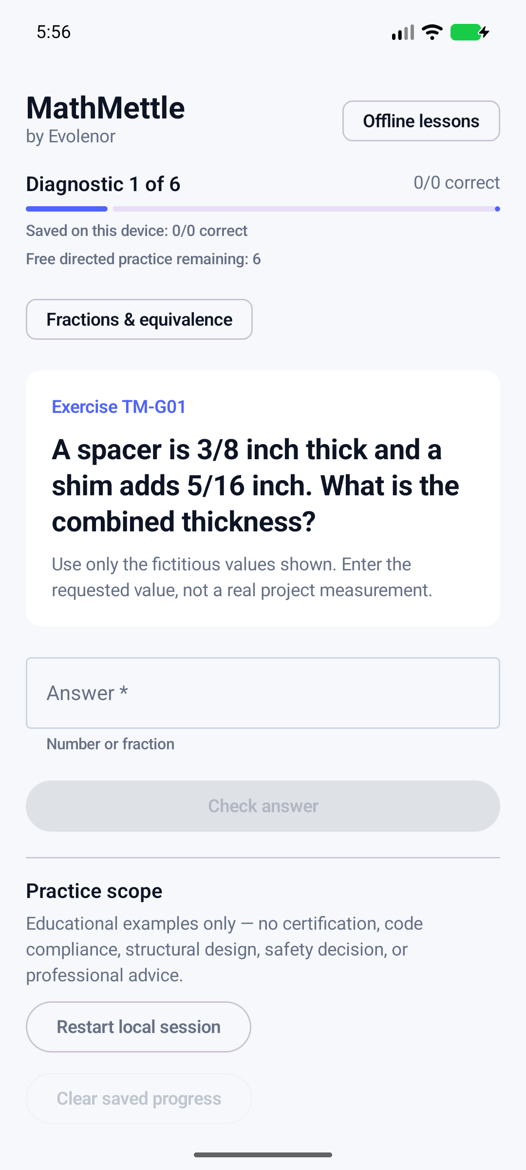 MathMettle trade-math diagnostic on Android